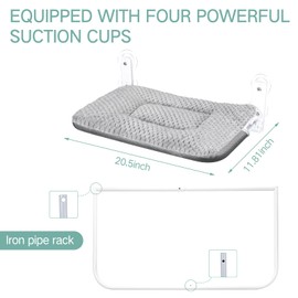 Beeveer 2 Pcs Cat Window Perch Hammock with 2 Pcs Blanket Cushion Cover and 8 Strong Suction Cups, Sturdy Metal Frame, Window Bed for Large Cats, 12 x 20.5 Inch