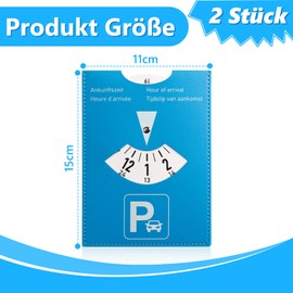 WDFCN Pack of 2 Faux Leather Parking Disc, 11 x 15 cm, Blue Parking Disc, Car Parking Disc, 5 Languages for Car, Parking Disc, Made of Faux Leather