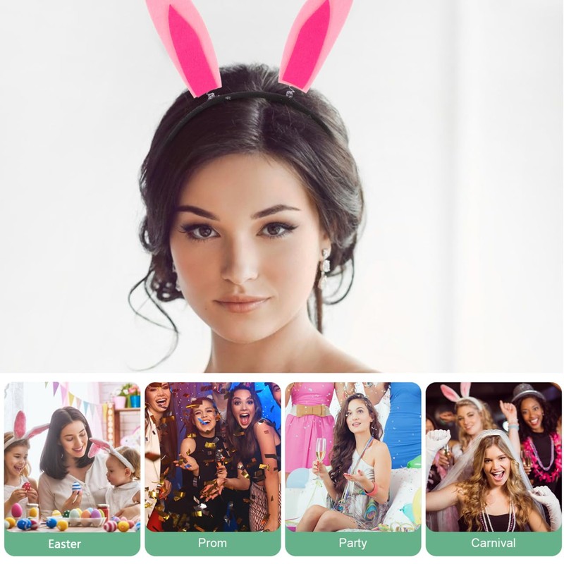 Healifty Bunny Ears Headbands Cute Easter Day Furry Rabbit Ear