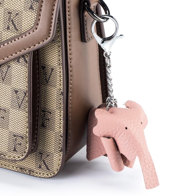 Yocipa Cute Bag Charm Genuine Leather Elephant Key Chain Leather