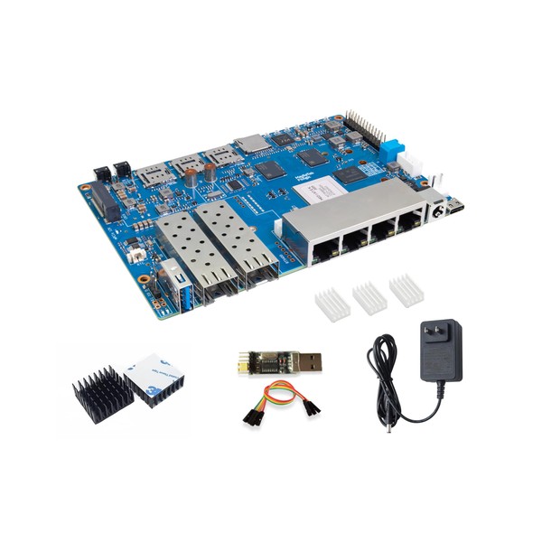 Banana Pi BPI-R4 Wi-Fi 7 Wireless Dual-Band WiFi OpenWRT Router Board, with MediaTek MT7988A (Filogic 880) SoC, Support 2X 10GbE SFP and 4X GbE Gigabit Ethernet for NAS Smart Home Gateway
