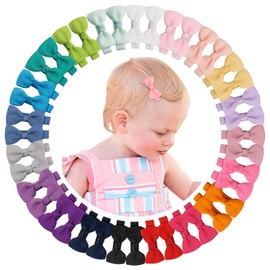 CÉLLOT Baby Hair Clips 40PCS Baby Girls Fully Lined Baby Bows Hair Pins Tiny 2" Hair Bows Alligator Clips for Baby Girls Infants Toddlers in Pairs