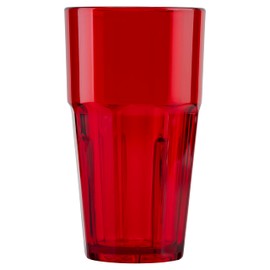 G.E.T. 9916-1-R-EC Heavy-Duty Shatterproof Faceted Plastic Tumbler, 16 Ounce, Red (Set of 4)