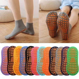 Factory Direct Non-Slip Yoga & Trampoline Socks with Rubber Grip (Adults, Sizes 35-42) Light Orange 20ea