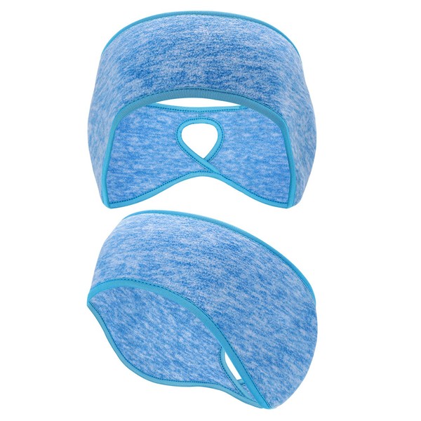 Fleece Ponytail Headband, Oumers Ear Warmer Polar Fleece Ear Muff Hair Band for Men and Women Winter Running Yoga Skiing Outside Sport-Blue