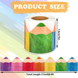 AnyDesign 69Ft Back to School Pencil Bulletin Board Border Watercolor Pencils Die-Cut Rolled Border Trim Colorful Pencils Bulletin Board Sticker for School Classroom Office Decoration