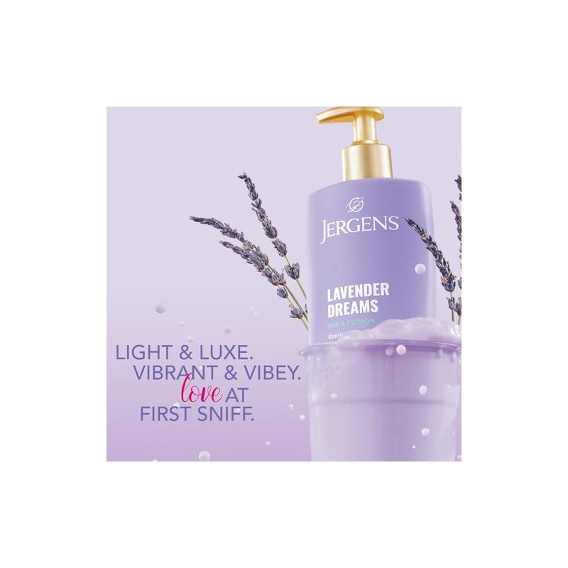 Jergens Shea Fusion Lavender Dreams Body Lotion, Moisturizer with Shea