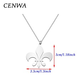 CENWA Fleur de Lis Symbol Pendant Stainless Steel Jewelry Lily Necklace Flower de Luce Emblem Amulet Talisman Charm Sign Medallion (Lily Flower N 1)