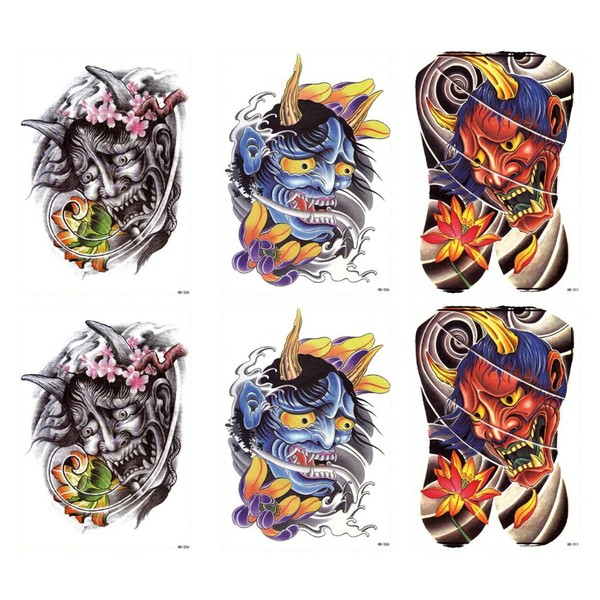 Felimoa Tattoo Stickers Hannya Mask Sticker 3 Types Total 12 Pieces Set
