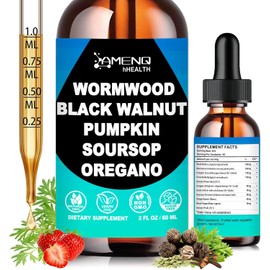 Wormwood, Black Walnut & Clove Digestive Support Liquid Drops – Gut Health & Detox Supplement with Oregano, Soursop & Pumpkin, 2 fl oz