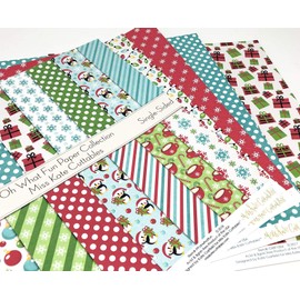 Miss Kate Cuttables Paper Pack - Oh What Fun - Scrapbook Premium Special Paper Single Sided 12" x 12" Collection Contains 16 Sheets
