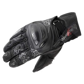 Komine GK-236 12970 Titanium Sports Gloves for Bikes, Black, XL, For Spring, Summer and Autumn, Genuine Leather, Carbon, Stretch Material, Titanium