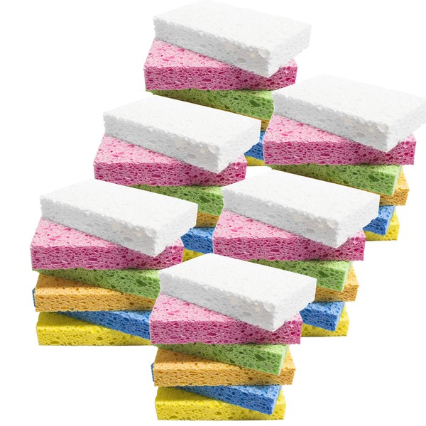 ARCLIBER Cleaning Sponge,Kitchen Sponges Pack,Non-Scratch Cellulose Sponge for Bathroom,Cars,Colorful Compressed Sponge (36 Pack)