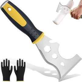Wallpaper Scraper Tool with 1 Gloves, Stainless Steel 15-in-1 Paint Scraper Tool, Paint Scraper Wallpaper Scraper Tool Includes Paint Roller Straight Scraper Curved Scraper