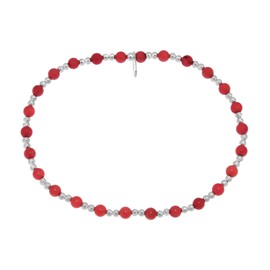 AeraVida Simply Chic Reconstructed Red Coral & Sterling Silver Beads Elastic Stretch Fit Bracelet for Unisex Style & Versatile Everyday Wear with a Casual Vibe