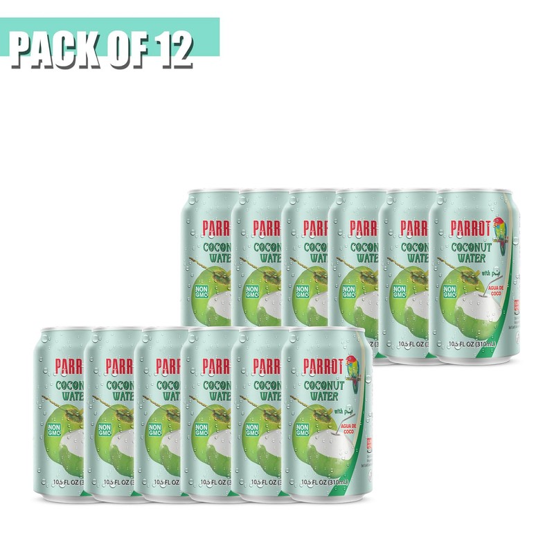 Parrot Brand Coconut Water with Pulp 10.5 fl. oz【New Packaging】Refreshing