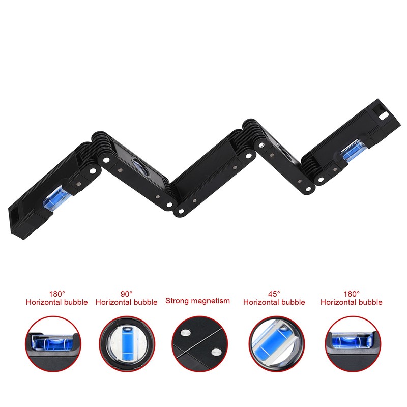 Folding Level Ruler Aluminum Alloy 4 Bubble Multifunction Multi Angle