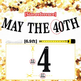 May The 40th Be With You Banner, Men/Women 40th Birthday Sign, Cheers to 4 Years, Happy 40th Birthday Party Decorations Supplies