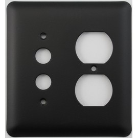 Classic Accents Rounded Black 2 Gang Combo Switch Plate - 1 Push Button Light Switch 1 Duplex Outlet