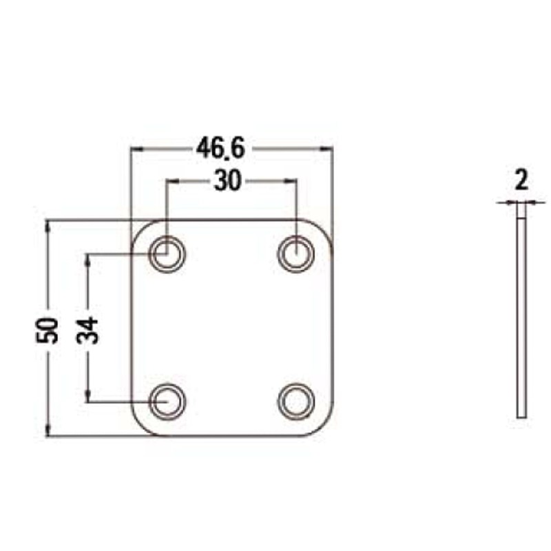 Guitar neck joint plate 46.6mm x 50mm in gold including