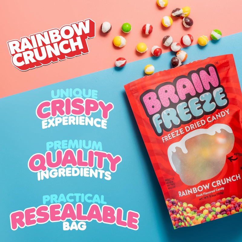 Brain Freeze Rainbow Crunch Freeze-Dried Candy – Irresistible Sweet &