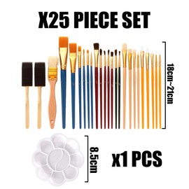 25-Piece Brush Set with 1 Palette, Chalk Brush, Watercolour Brush, Oil Brush, Artist Brush, Acrylic Paint Brush Set, Painting Brush Set, Acrylic Brush Set, 25 Sizes