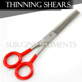 6" Hair Salon Stylist Barber Thinning Shears Scissors - Red Padded Finger Holes