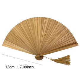 ffscafscn Hand Fan for Vintage Japanese Bamboo Silk Elegant for Dance Music Festival Wedding Church Decoration Party (Beige, Medium)
