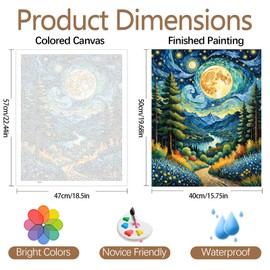 JATOK Paint by Numbers Kit for Adults Beginners, Moon Road DIY Easy Acrylic Oil Painting by Numbers on Canvas, Paint-by-Numbers Drawing Kits for Gift Home Wall Decor Without Frame 16x20in