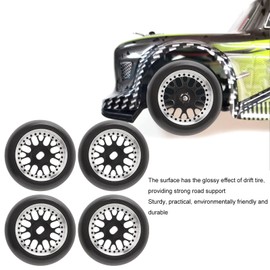 Mavis Laven 4 Pcs RC Drift Tire for Wltoys K969 K989 P929 1/28 RC Car Kyosho Mini Z Mini D Mini Q Hard Rubber Tires Aluminum Alloy Rims Strong Flexible (Gloss Black)