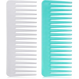 Patelai Wide Tooth Comb Large Hair Detangling Comb for Curly, Wet Dry Hair, No Handle Detangler Accessories(White, Cyan)