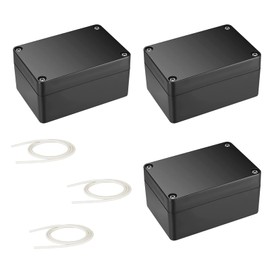 Junction Box Waterproof IP66, Pack of 3 Outdoor Junction Box, Black Electronic Project Box, Electrical Accessories Housing Plastic, 100 x 68 x 50 mm