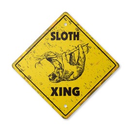 Sloth Vintage Crossing Sign Zone Xing | Indoor/Outdoor Plastic | 17" Tall Rustic Animal Lover Slow slo Poke