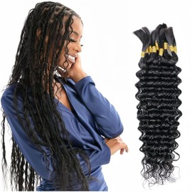 Czrleaty Human Braiding Hair Wet and Wavy Bulk Human Hair For Braiding No Weft Deep Curly Wave 10bundles/Pack 100g Micro Braiding Hair Extensions For Boho Braids (Deep Curly Wave 3.5 Ounce, 22 inch)