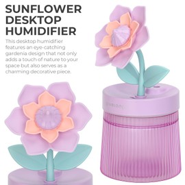 Gardenia Small Humidifier for Plant, Cool Mist Mini Humidifiers for Bedroom, Desk Personal Humidifiers with Diffuser for Indoor Office Car, Portable Humidifier for Travel - Purple 260ml