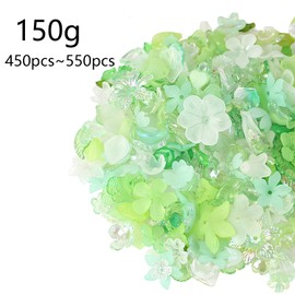 HERZWILD 150g Transparent Leaf Pendant Flower Pendant Clear Acrylic Green Charms Bead Caps Floral Pattern for DIY Jewellery Bracelet Necklace Earrings Plastic (Green White)