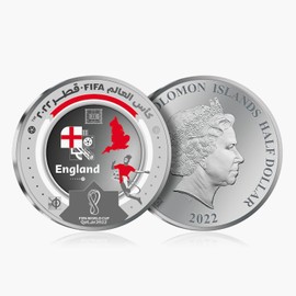 The Koin Club FIFA World Cup Qatar 2022 Football Tournament England Team Colour Silver Coin
