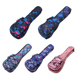 HOT SEAL 10MM Waterproof Durable Colorful Ukulele Case Bag with Storage (23/24in, Blue Flowers)