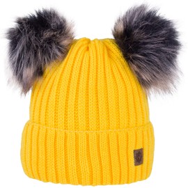 Compagno Children's Bobble Hat Winter Hat Beanie Knitted Hat Girls Chunky Knit 91, yellow