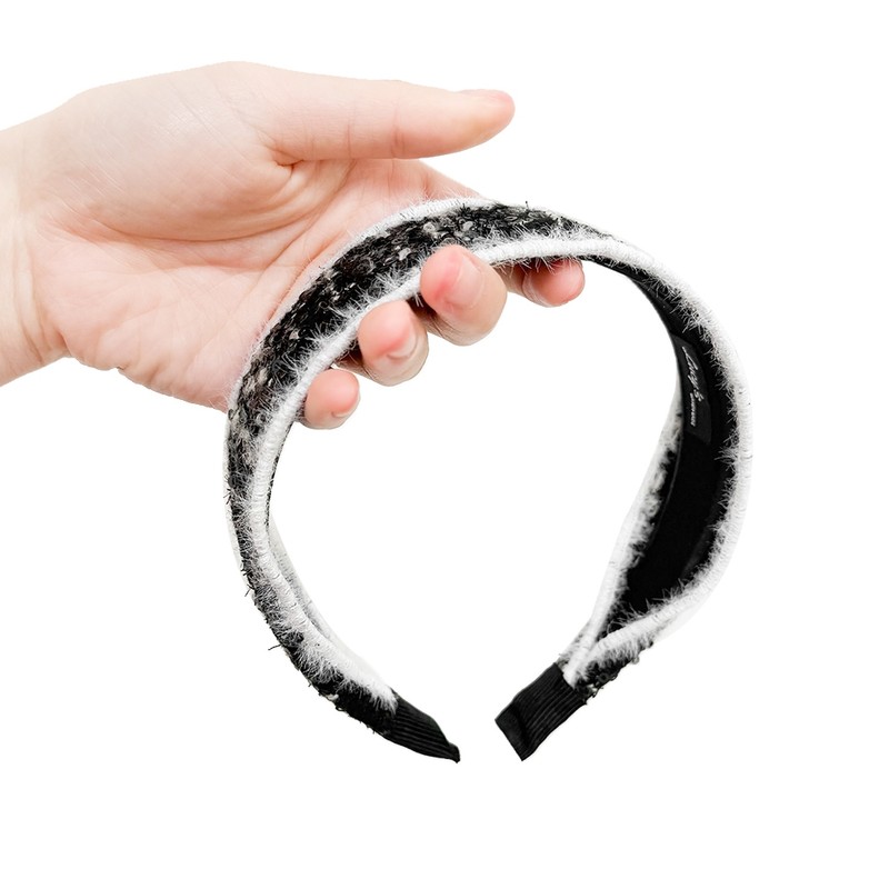 Burnaby Tweed Black Swan Hairband Wide Headband / 버나비 트위드