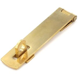 Merriway BH07773 Brass Hasp & Staple Polished & Lacquered 4 Inch Hasp and Staple, Gold