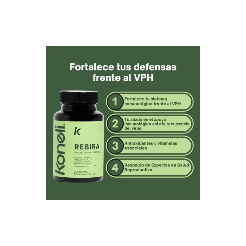 Koneli Rebira Suplemento Alimenticio Cúrcuma Verde Vitamina Cápsulas