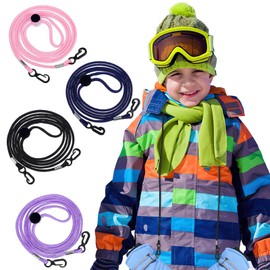 Mitt Clips for Kids, 180cm 4pcs Adjustable Kids Winter Gloves Anti-Lost Gloves Lanyard, Hat Neck Lanyard String, Snow Gloves Clip Suitable for Adults and Childr