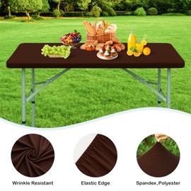 Wolkemer 2 Pack Brown Fitted Tablecloth 20x30 Inch Rectangle Elastic Edges Table Cloth, Spandex Stretch Table Cover with Machine Washable Fabric for Wedding Party Picnic Dining Indoor Outdoor