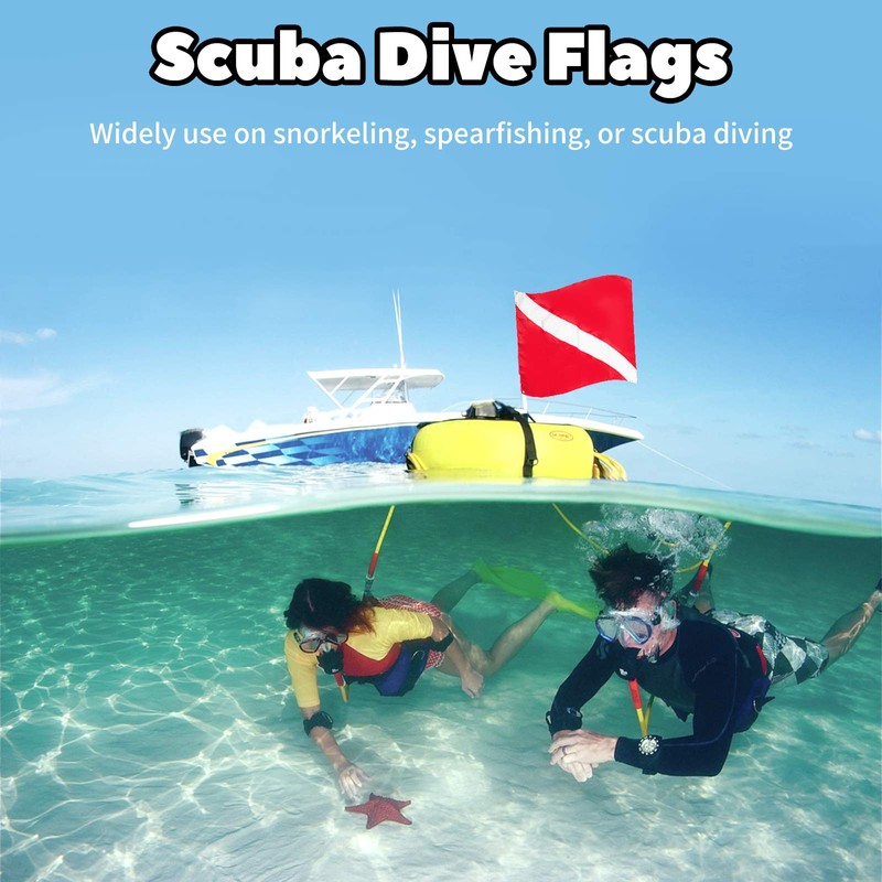 Dawitrly Safety Dive Flags, 2Pieces Polyester Diver Down Flag +