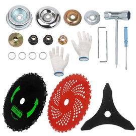 GZJoSum 9" x 36 Teeth Carbide Tipped Blades, 9" x20T Carbon Steel Round Chainsaw Tooth Brush Blades, 10" x 3 Teeth Carbon Blades with Universal Adapter Kit fit for Brush Cutter Trimmer Weed Eater