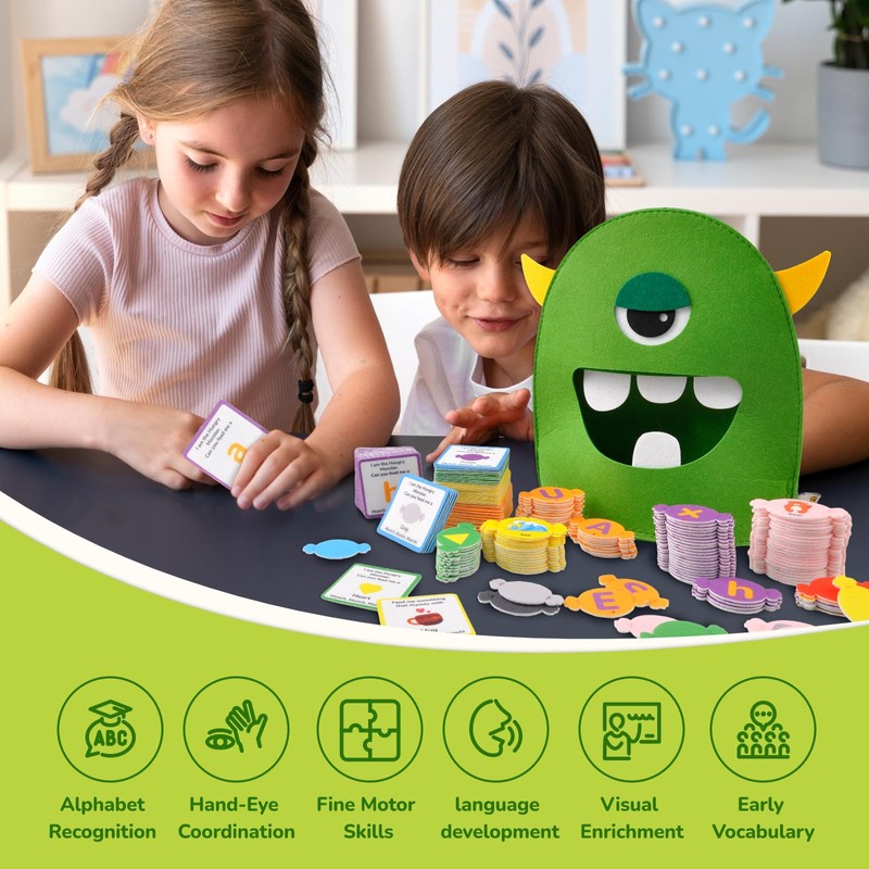 CHEFAN Alphabet Learning Toy,The Alphabet Monster,Letter Recognition Matching Game,Montessori Preschool