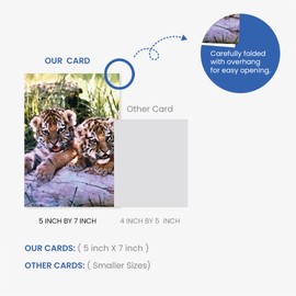 Tiger Cubs-themed All Occasion Card, Larger Size with Backside Image & Blank Inside - Unique Card for Nature & Animal Lovers.