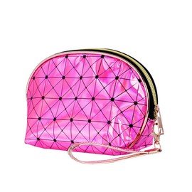 Magik Holographic Portable Travel Cosmetic Makeup Bag PU Handy Toiletry Waterproof (8.66 x 5.7 x 5.95 in, Pink)
