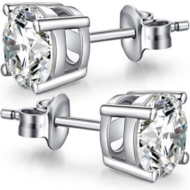 Earrings for Women Sterling Silver Earring Men Stud Earring for Women Silver Womens Diamond Studs Earrings 4mm